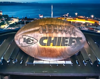 Kansas City Chiefs Hand Crafted Football Plaque