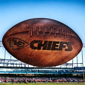Kansas City Chiefs Hand Carved Football Plaque