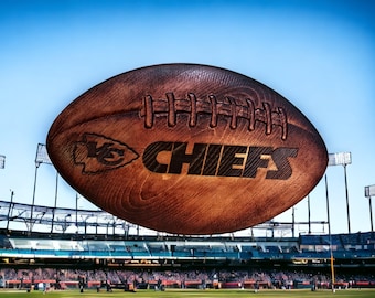 Kansas City Chiefs Hand Carved Football Plaque