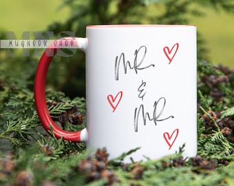 Mr. & Mr. Coffee Mug Set, Gay Wedding Gift, Pride Mugs