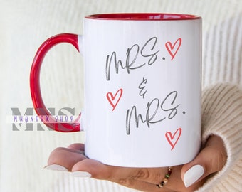 Mrs & Mrs Coffee, Lesbian Wedding Gift, Pride Ceramic Mug