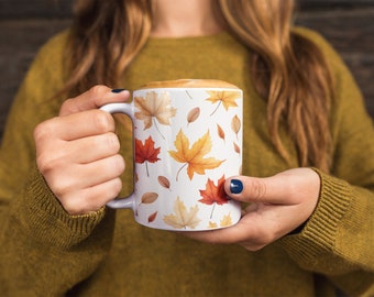 Autumn Leaves Coffee Mug: Cozy Fall Ceramic Mug (11oz)