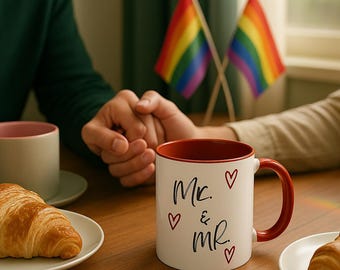 Mr. & Mr. Couples Mug - LGBTQ+ Wedding Gift - Pride Coffee Cup - Anniversary Present
