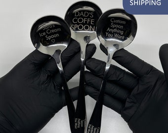 Premium Personalized Stainless Steel Spoon | Custom Engraved Kitchen Utensil | Unique Gift Idea | Father's Day | Anniversary | Kitchen Wear