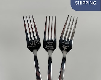 Premium Personalized Stainless Steel Forks | Custom Engraved Kitchen Utensil | Unique Gift Idea | Father's Day | Anniversary | Kitchen Wear