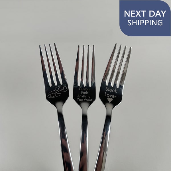 Premium Personalized Stainless Steel Forks | Custom Engraved Kitchen Utensil | Unique Gift Idea | Father's Day | Anniversary | Kitchen Wear