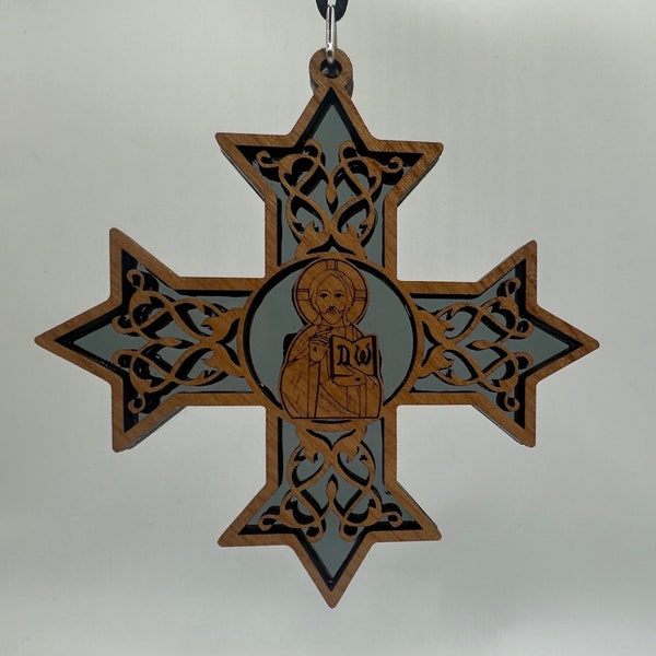 Jesus Coptic Cross - Hang in your car or House