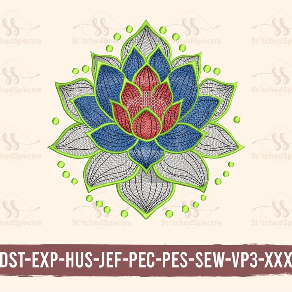 Mandala Flower Embroidery Design, Botanical Flower Machine Embroidery, Beautiful Floral Embroidery Pattern, Dst Pes File, Instant Download