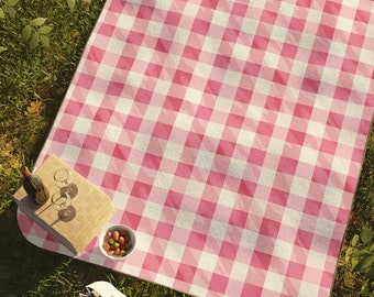 Pink Gingham Water Resistant Picnic Blanket Plaid Pink and White Checkered Pattern Delicate Baby Girl Design Outdoor Play Mat Etsy