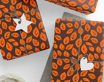 Papier do pakowania jesiennych liści: błyszczący papier do pakowania prezentów na jesień
