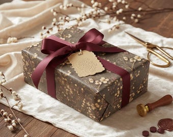 Floral Botanical Wrapping Paper: Elegant Cream & Purple Design