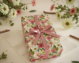 Inpakpapier met bloemen: botanische tuinontwerp, milieuvriendelijke cadeauverpakking