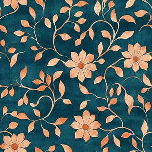 Teal Floral Wrapping Paper: Copper Vine Botanical Gift Wrap