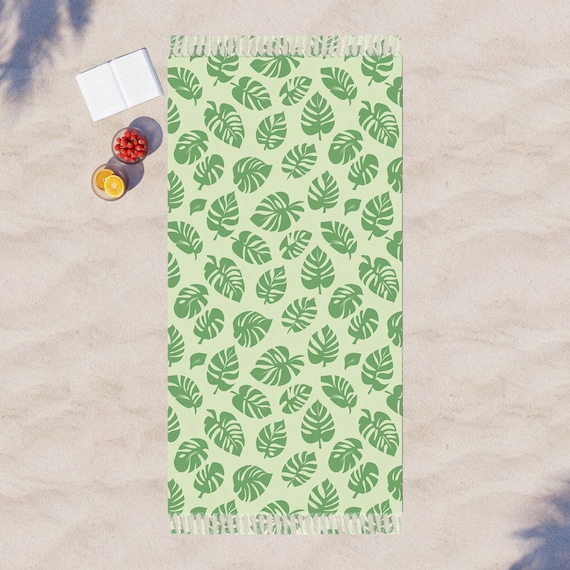 Grnes Monstera Blatt Strandtuch: Boho Tropical Urlaub Vertuschen - Etsy.de