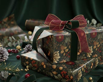 Botanical Wrapping Paper: Elegant Floral Gift Wrap, Earth Tones