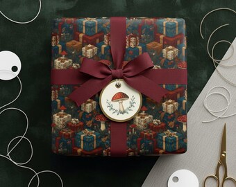 Woodland Mushroom Wrapping Paper: Rustic Forest Theme Gift Wrap