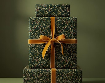 Holly Berry Christmas Wrapping Paper: Elegant Festive Gift Wrap