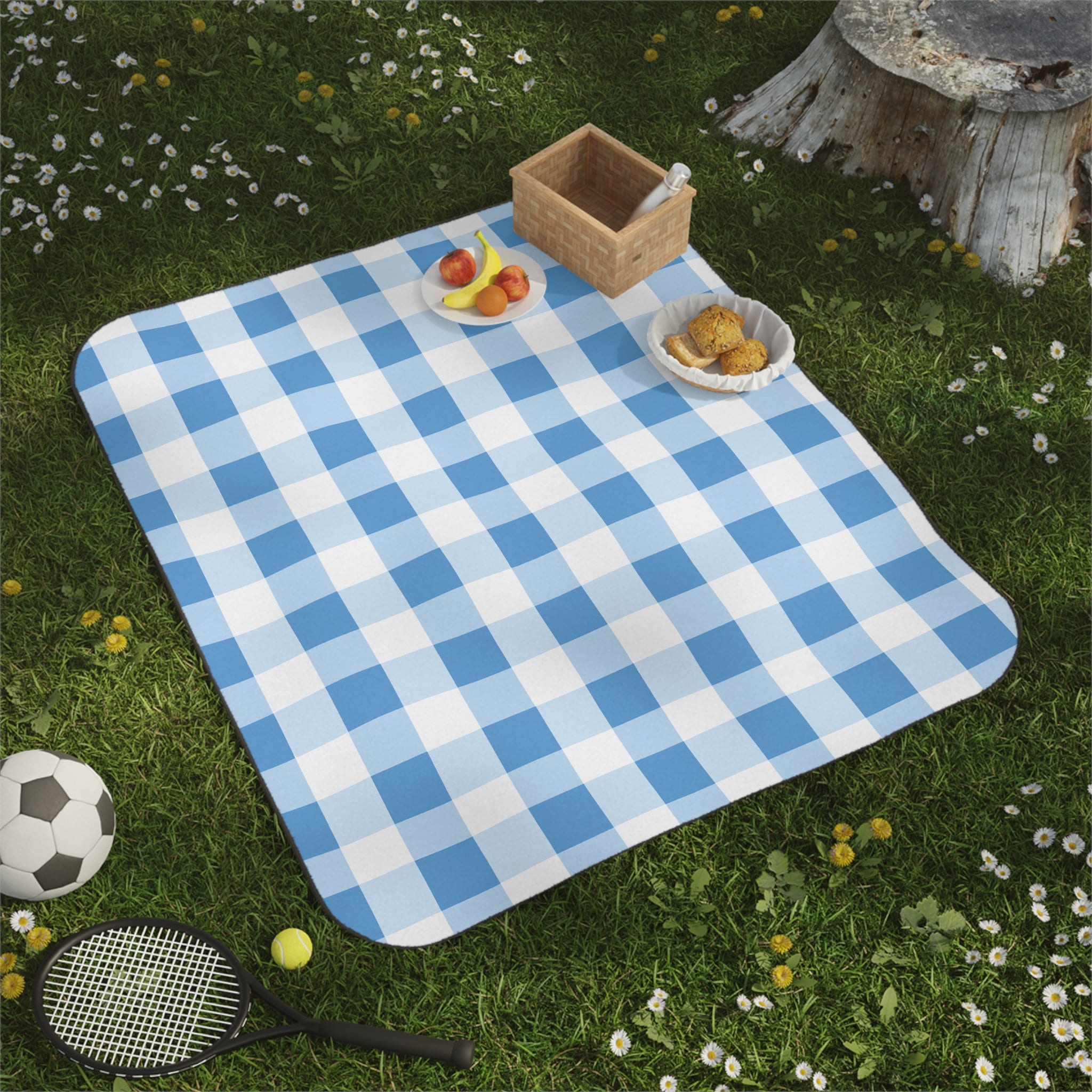 Water Resistant Picnic Blanket Blue Gingham White Checkered Plaid Pattern Classic Design Water Resistant Mat Baby Blue Beach Blanket Pretty Etsy Canada