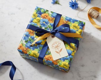 Vibrant Floral Wrapping Paper: Cheerful Botanical Gift Wrap