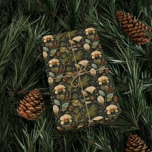 Botanical Wrapping Paper: Elegant Floral Gift Wrap, Green Earth Tones image 2