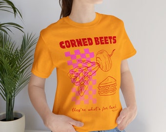 Vegan Shirt | Corned Beets | Unisex Jersey Short Sleeve Tee | Mort & Betty's | Vegan Gift | Checkerboard | Sandwich Shirt | Farmers Market
