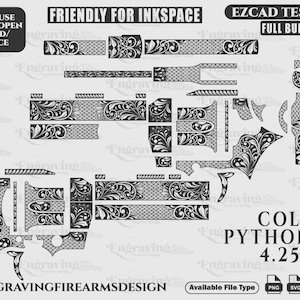 Colt Python 357 de 4,25 pulgadas (diseño SVG), corte láser, grabado láser, láser de fibra, archivos de grabado, patrón láser, diseño de grabado, patrón de grabado, arte en metal