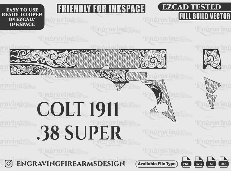 Colt Graphics Colt1911 38 Super Scroll Design Svg,lasercut,laserengraving,fiberlaser ...