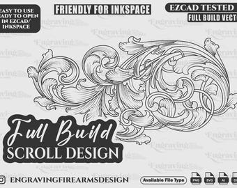 Diseño de patrón de pergamino (SVG), corte láser, archivos de grabado, diseño de pergamino, diseño de grabado, patrón de grabado, arte en metal