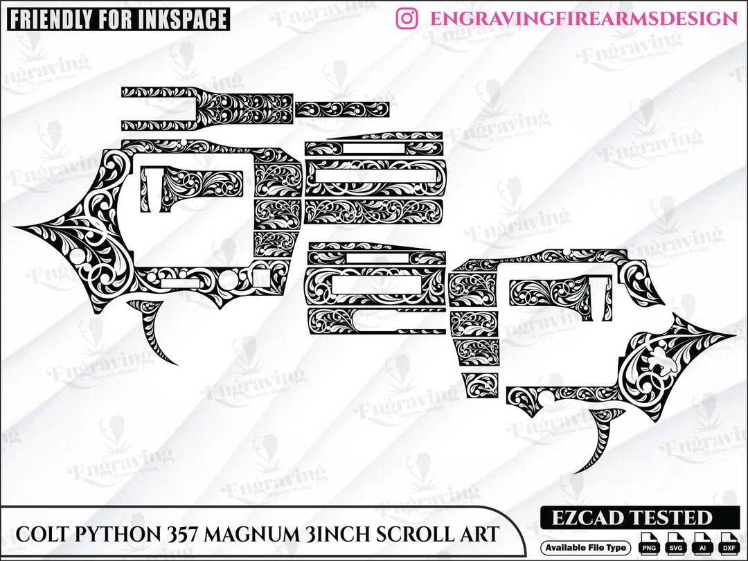 Colt Python 357 Magnum 3in Scroll Art Svg: Laser Cut Files (SVG, Ai ...