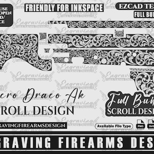 Gravur Schusswaffen Design Micro Draco Ak Blättern Design