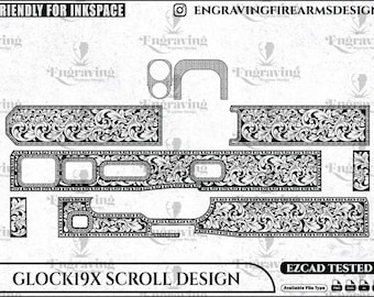 Glock 19X Scroll & Greek Pattern Laser Engraving Design (svg, dxf, ai, png)
