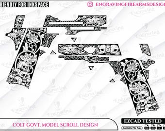 Kimber Ultra Carry ii Skull Themed Design Svg : Laser Cut Files (SVG, Ai, Dxf)