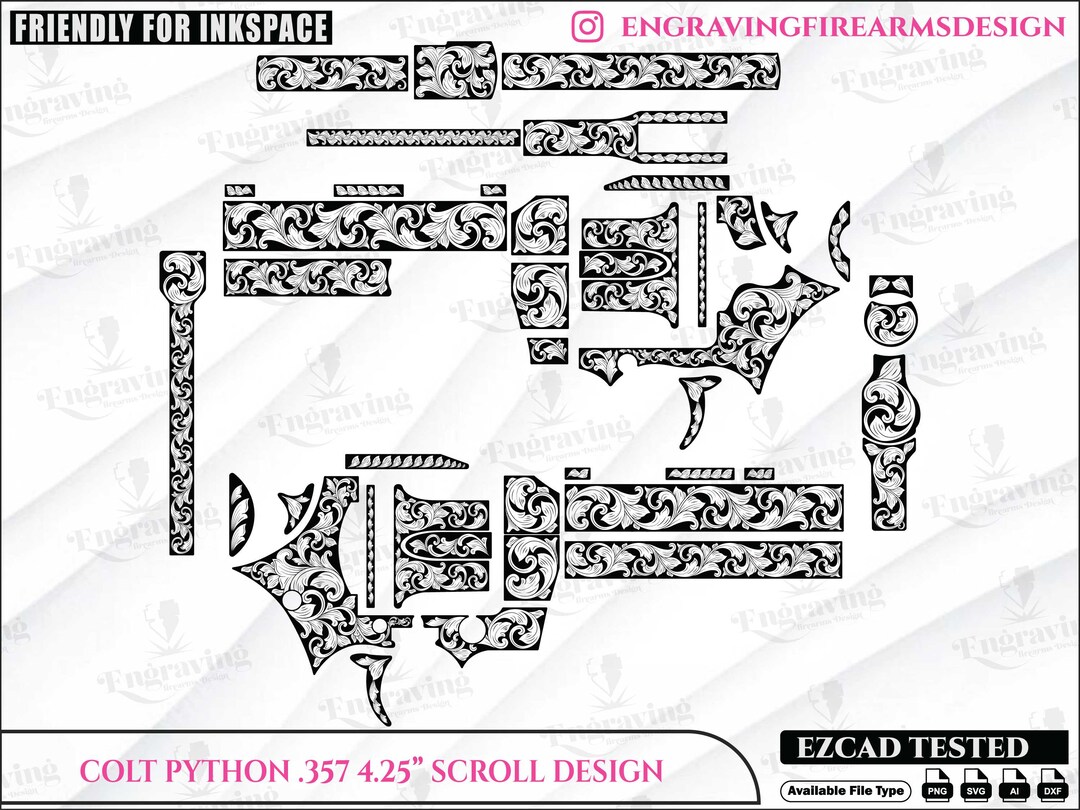 Colt Python 357 4.25 Inch Scroll Design: Laser Cut Files (SVG, Ai, Dxf ...