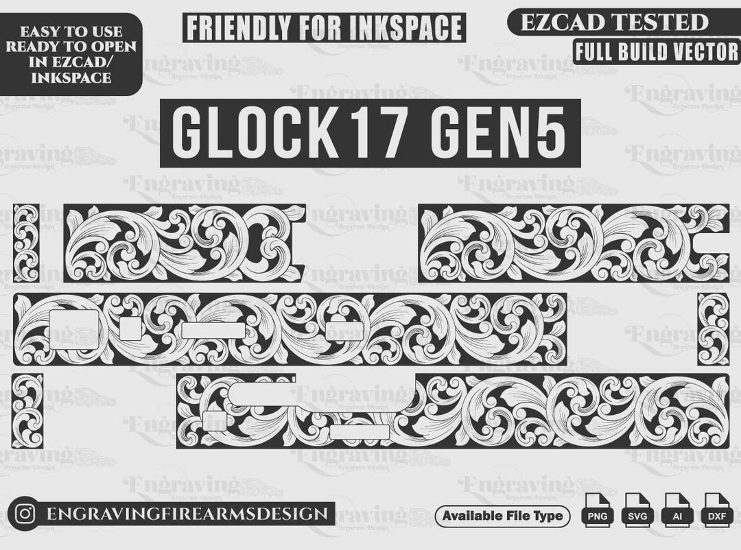 Glock17 Gen5 Scroll Work Design Svg,lasercut,laserengraving,fiberlaser ...
