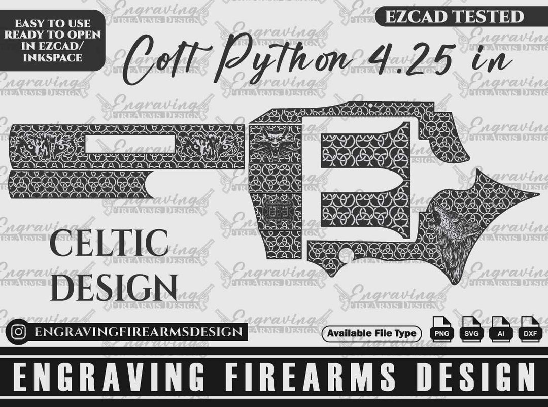 Colt Python Papercraft Template Engraving Firearms Design Colt Python 4.25 in Celtic Design - Etsy