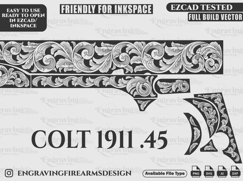 Colt Graphics Colt1911 .45 Scroll Svg | Vectorbundle Laserengraving Svg,lasercut ...