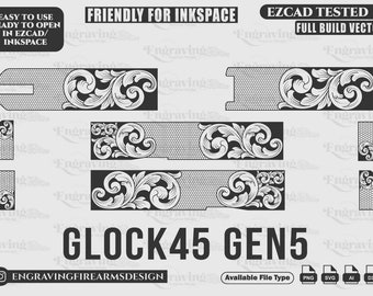 Glock45 Gen5 Schriftrolle DesignSvg, Lasercut, Lasergravur, Faserlaser, Gravurdateien, Lasermuster, Gravurdesign, Gravurmuster