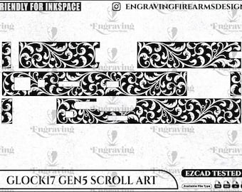 Glock17 Gen5 Schriftrolle Svg, Lasercut, Lasergravur, Faserlaser, Gravurdateien, Lasermuster, Gravurdesign, Gravurmuster, Metallkunst