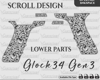 Gravure ontwerp vuurwapens Glock34 Gen3 onderontwerp