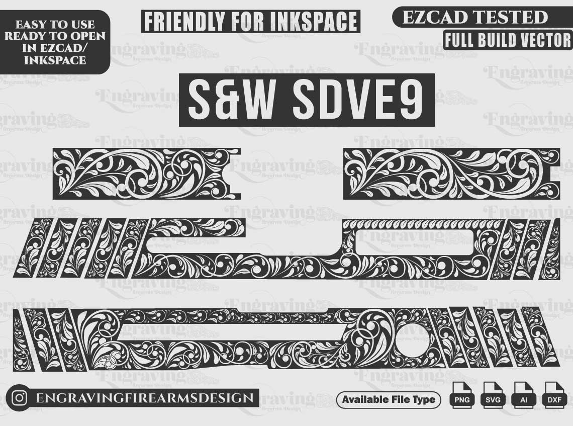 Smith & Wesson SD9VE Scroll Design Svg,lasercut,laserengraving ...