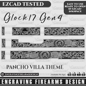 Gravure vuurwapenontwerp Glock17 Gen4-rol met Pancho Villa-ontwerp
