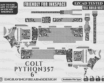 Colt Python 357 6-Zoll-Schriftrolle: Laser Cut-Dateien (SVG, Ai, Dxf)