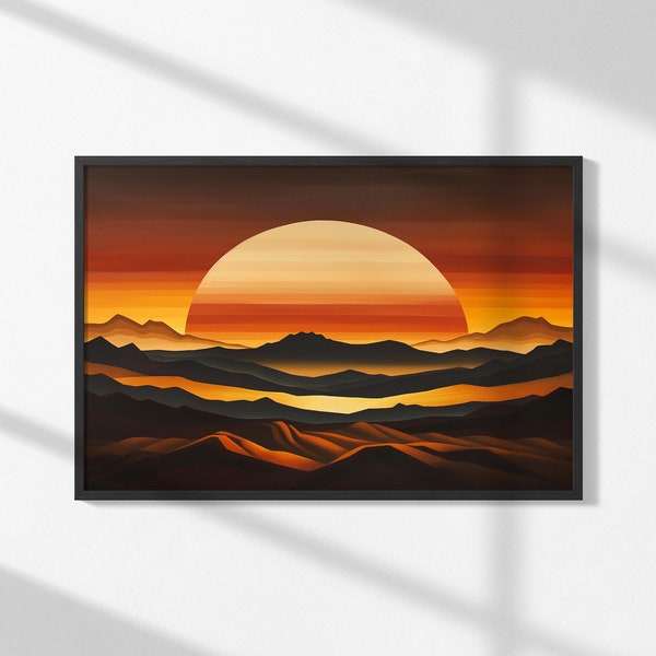 Large Sunset Mountain Landscape Painting, Modern Wall Art Home Decor, Vibrant Canvas Print, Texas Sunset Art, Southwestern Colorful Canvas