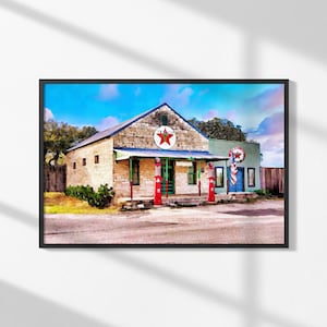 Vintage Texaco Gas Station Art: Retro Americana Decor