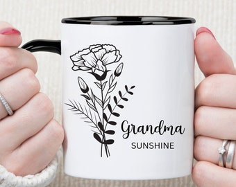 Spersonalizowany kubek na dzień matki Kubek z kwiatem narodzin Kubek z dzikim kwiatem Spersonalizowany prezent dla niej Prezent dla druhny Spersonalizowany kubek prezent Botaniczna filiżanka do herbaty