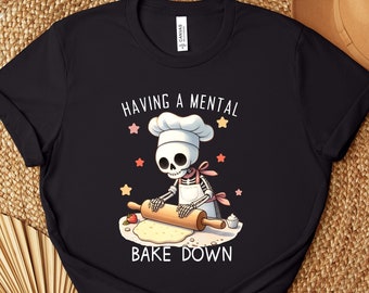 Shirt, grappig bakshirt, grappig T-shirt, T-shirt skelet, chef-kok skelet T-shirt, shirt chef-kok, shirt bakken, Baker cadeau