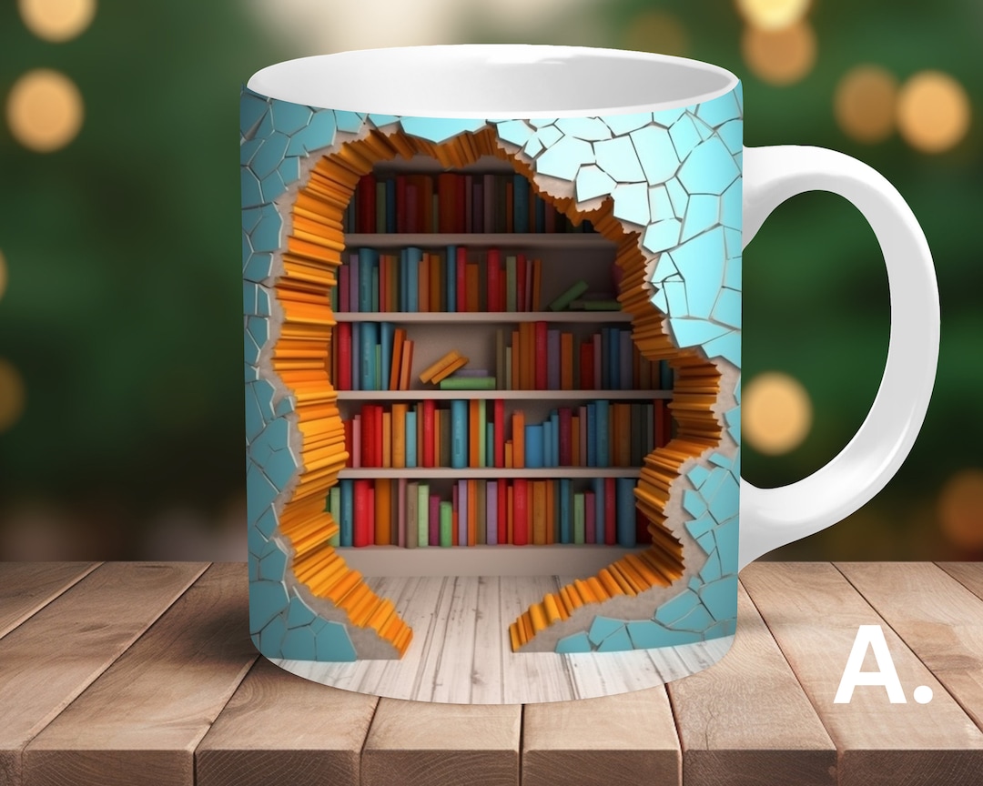 3D Book Mug - Gestapelte Bücher Tasse Für Kaffee & Tee