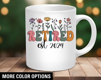 Taza personalizada de jubilación 2024: regalo floral