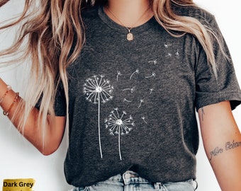 Grafisch T-shirt Dandelion: boho-shirt met wilde bloemen, cadeau voor moeder