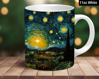 Solar eclipse Coffee Cup Fire-pickle Coffee Mug Starry Night Gift for Friends Birthday Gift Van Gogh-Inspired Art Art Enthusiast Gift